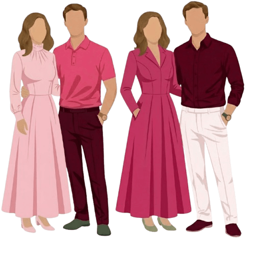 Guests are kindly requested to wear attire in any of the shades within our wedding palette.Color pallet and image to be followed.